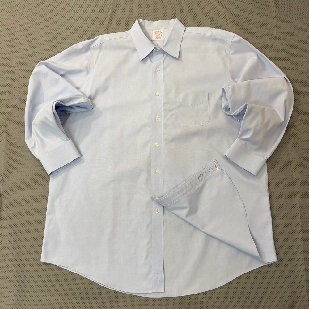 Brooks Brothers Madison Dress Shirt Men 17.5-33 Light Blue Supima Cotton Formal